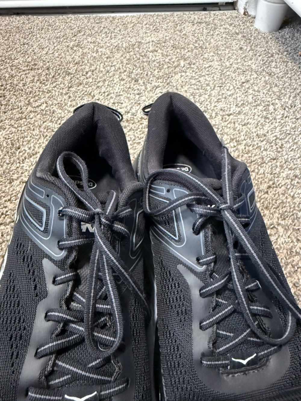 Hoka one one bondi 7 Men's Black and White Bondi 7 Cushioning Running Shoes - Picture 7 of 9